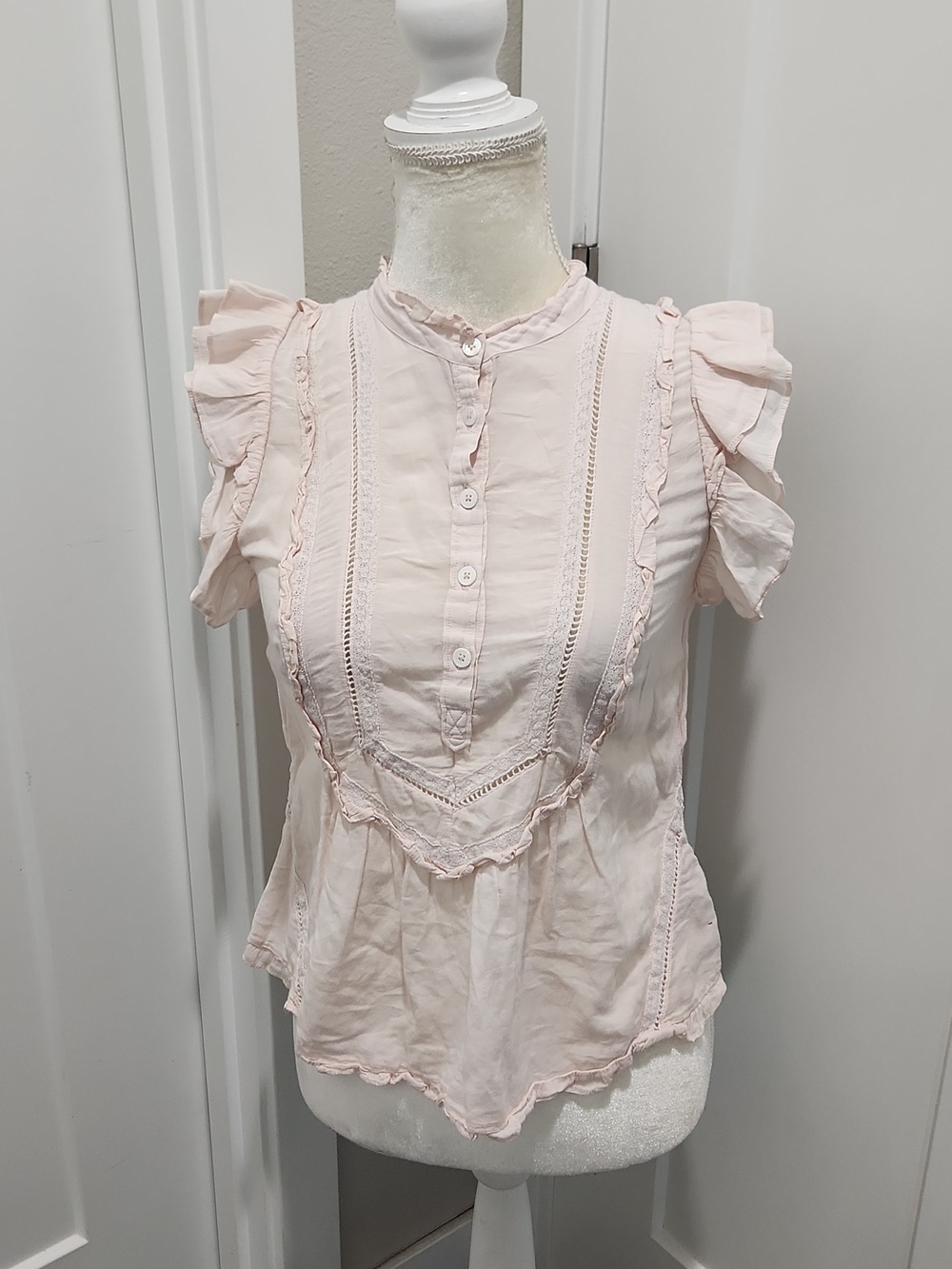 Zadig & Voltaire Tama Tomboy Ruffled Pink Blouse size XS